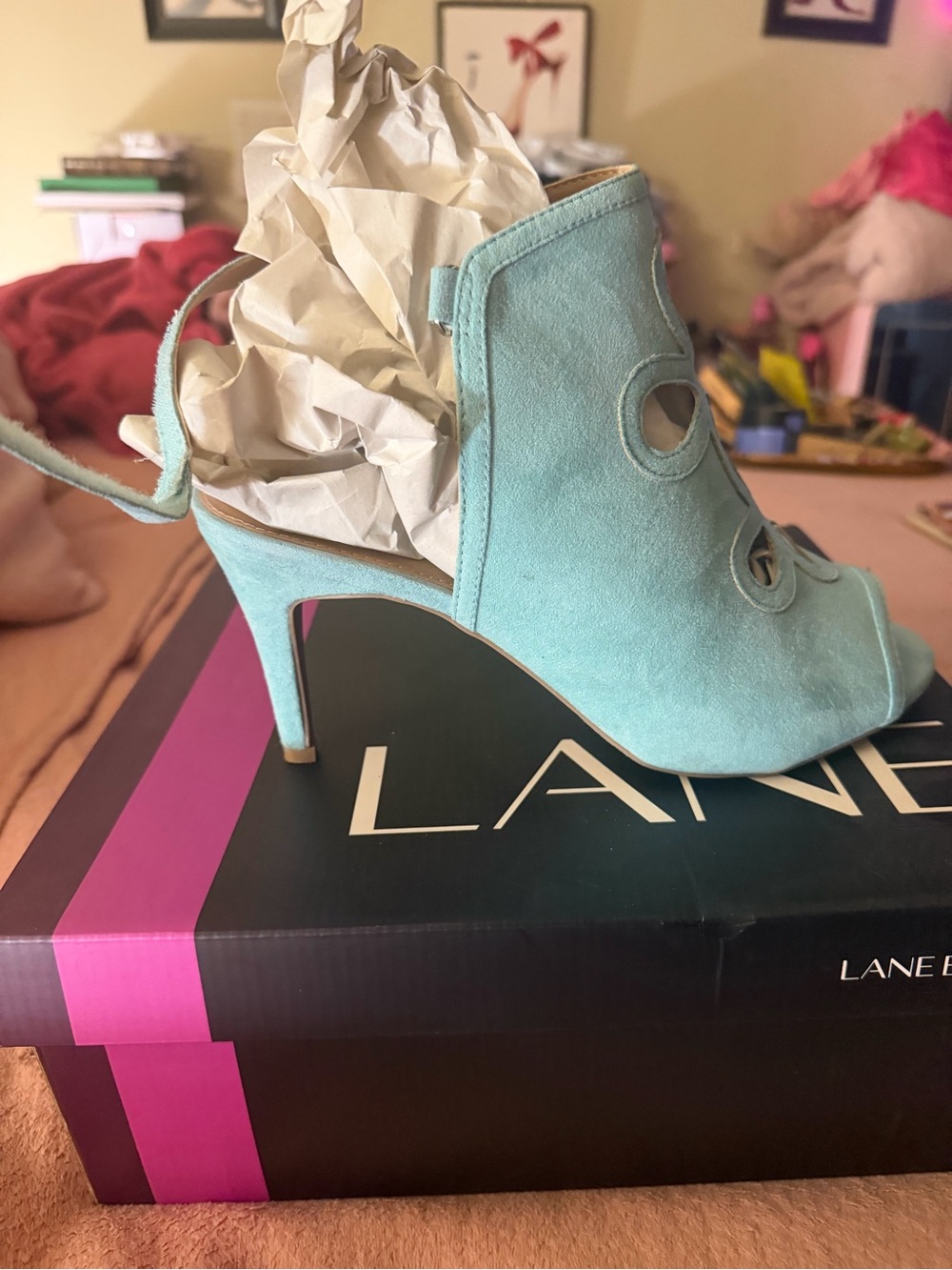 Lane Bryant Mint Blue Suede Open-Toe Heel